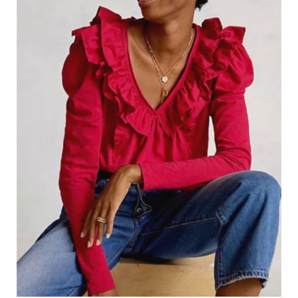 Anthropologie ruffled top